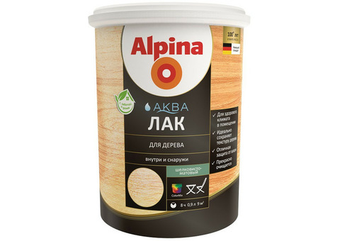 Лак акриловый Alpina Аква для дерева шелковисто-матовый колеруемый 0,9 л