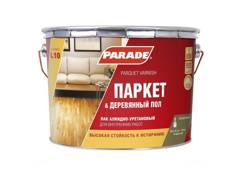 Лак алкидно-уретановый Parade Classic L10 Паркет & Деревянный пол паркетный глянцевый 10 л