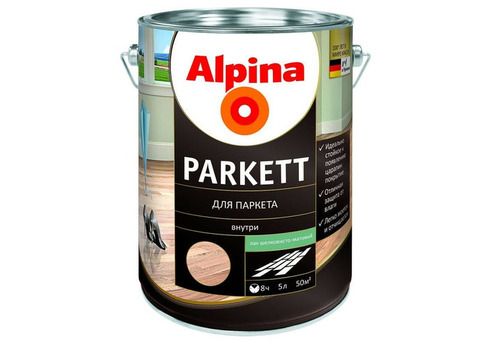 Лак паркетный Alpina Parkett шелковисто-матовый 5 л