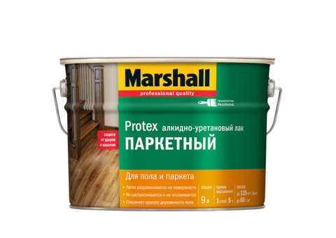 Лак паркетный Marshall Protex глянцевый 9 л