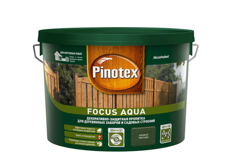 Пропитка для древесины Pinotex Focus Aqua Зеленый лес 2,5 л