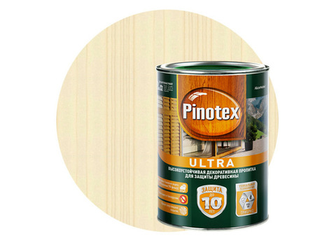 Пропитка для древесины Pinotex Ultra белая 1 л