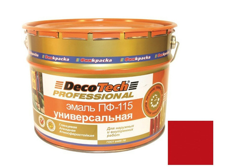 Эмаль DecoTech Professional ПФ-115 Ral 3020 ярко-красная глянцевая 10 кг