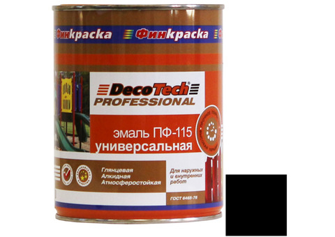 Эмаль DecoTech Professional ПФ-115 Ral 9005 черная глянцевая 0,9 кг