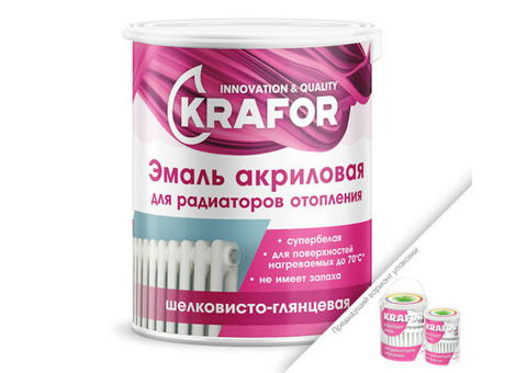 Эмаль акриловая для радиаторов супербелая 1 кг (4) "Krafor"