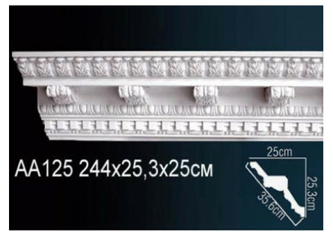 Карниз потолочный полиуретановый Перфект AA125 2440х253х250 мм