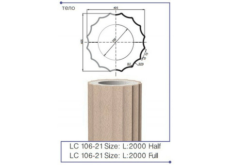 Полуколонна фасадная из полистирола Leptonika LC 106-21 Half