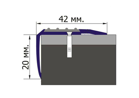 Профиль противоскользящий Евроступень АУ-42 алюминиевый черный 42х20х2500 мм
