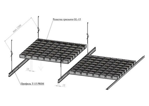 Элемент решетки грильято Албес GL15 "мама" 100х100 мм h37/b15 0,6 м белый матовый А902 rus