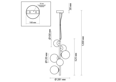 Cветильник подвесной Odeon Light Modern Tovi 4818/6 40 Вт