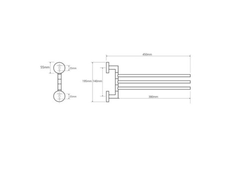 Полотенцедержатель Bemeta Omega 104204112 тройной поворотный хром