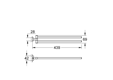 Полотенцедержатель Grohe Essentials Cube 40624001 двойной поворотный