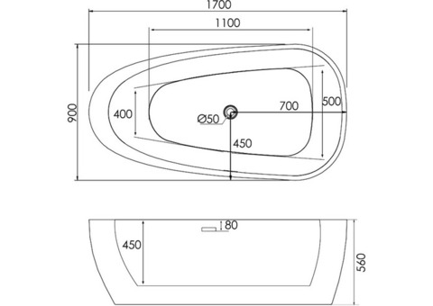 Ванна акриловая Abber AB9210 170х90 см