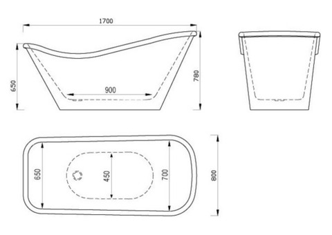 Ванна акриловая Abber AB9231 170х80 см