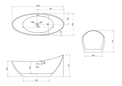 Ванна акриловая Abber AB9233 184х79 см