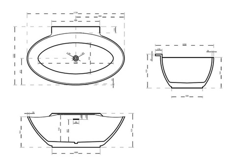 Ванна акриловая Abber AB9237 172х103 см