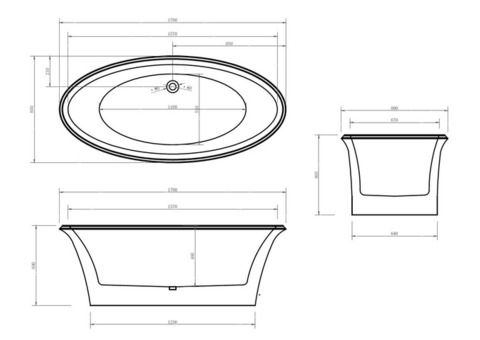 Ванна акриловая Abber AB9289 170х80 см