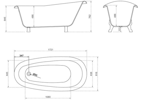 Ванна акриловая Abber AB9292 172,1х81,6 см