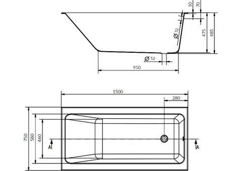 Ванна акриловая Cersanit Crea 150х75 см