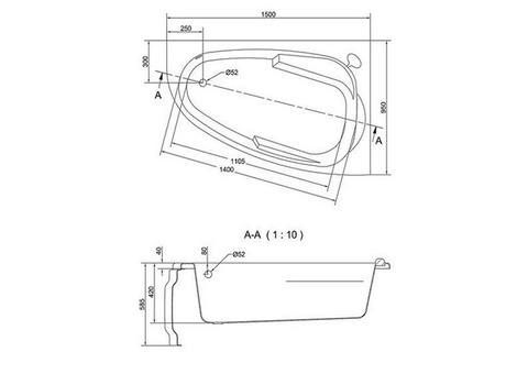 Ванна акриловая Cersanit Joanna 150х95 см правая