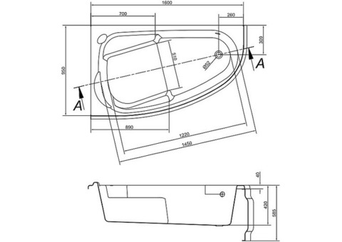 Ванна акриловая Cersanit Joanna 160х95 см левая