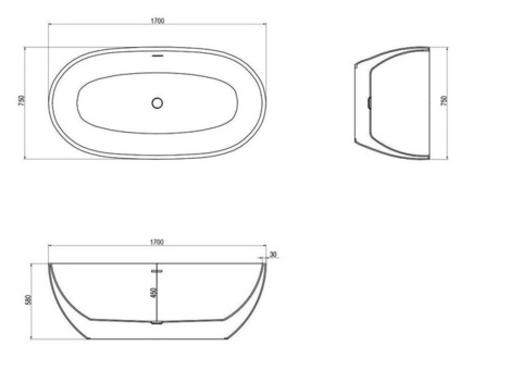 Ванна акриловая Ceruttispa Ami CT9039 170х75х58 см