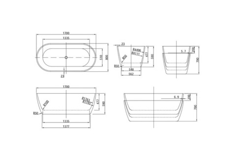 Ванна акриловая Ceruttispa Chika CT8558 170x80x58 см