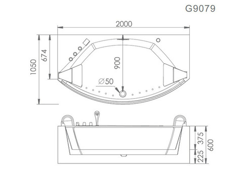 Ванна акриловая Gemy G9079