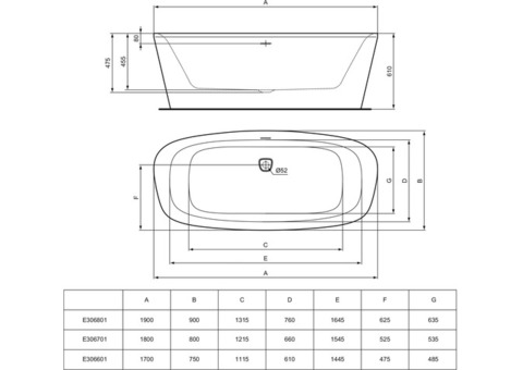 Ванна акриловая Ideal Standard Dea E306601 170х75 см