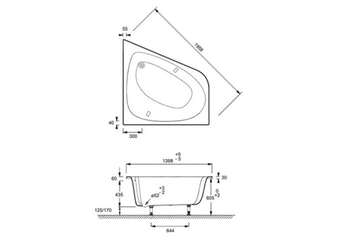 Ванна акриловая Jacob Delafon Odeon Up E6070RU-00 140х140 см