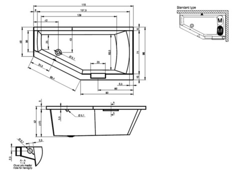 Ванна акриловая Riho Geta 170x90 см L