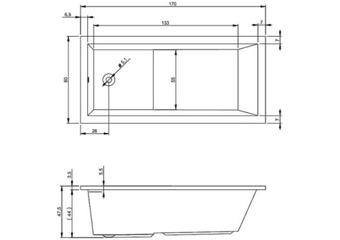 Ванна акриловая Riho Lusso Plus 170x80 см