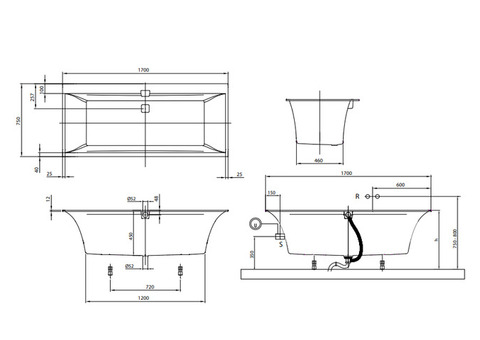 Ванна квариловая Villeroy & Boch Squaro Edge 12 UBQ170SQE2DV-01 170х75 см