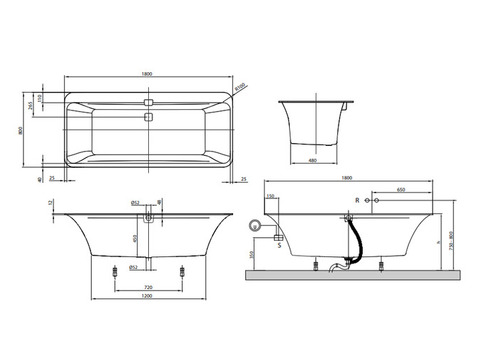 Ванна квариловая Villeroy & Boch Squaro Edge 12 UBQ180SQE7DV-01 180х80 см