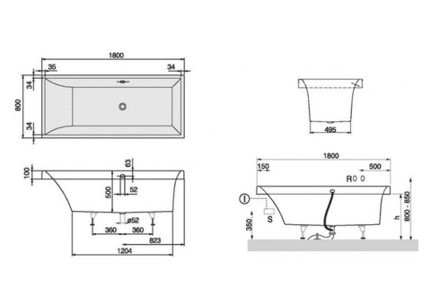 Ванна квариловая Villeroy & Boch Squaro UBQ180SQR2V-01 180х80 см