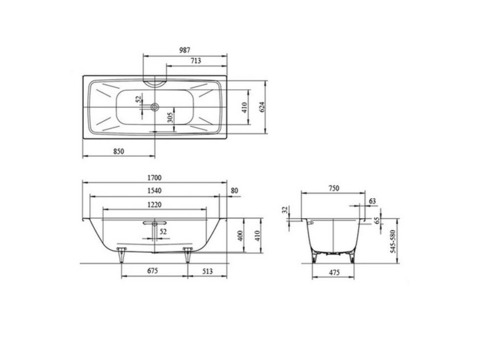 Ванна стальная Kaldewei Cayono Duo 724 170x75 см с покрытием Easy-Clean