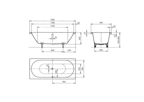 Ванна стальная Kaldewei Classic Duo 114 190x90 см с покрытием Easy-Clean