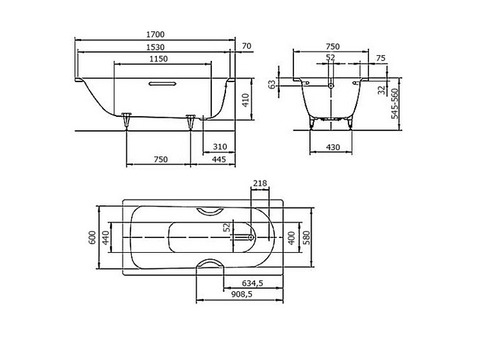 Ванна стальная Kaldewei Saniform Plus 373-1 170x75 см с покрытием Easy-Clean