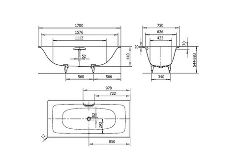 Ванна стальная Kaldewei Silenio 674 170х75 см с покрытием Easy-Clean