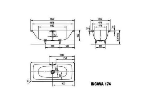 Ванна стальная Kaldewei Incava 174 180х80 см с покрытием Easy-Clean