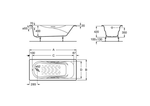 Ванна чугунная Roca Malibu 150х75 cм 2315G000R