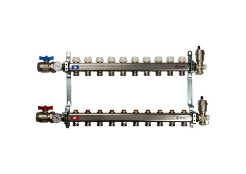 Коллектор распределительный Stout SMS 0912 000010 на 10 контуров в сборе без расходомеров