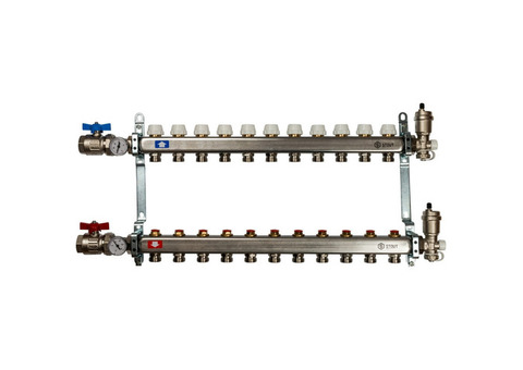 Коллектор распределительный Stout SMS 0912 000011 на 11 контуров в сборе без расходомеров