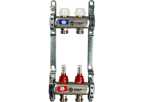 Коллектор распределительный Stout SMS 0917 000002 на 2 контура с расходомерами