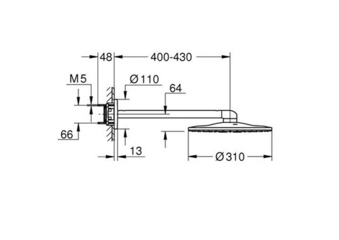 Верхний душ Grohe Rainshower 310 SmartActive 26475LS0 с душевым кронштейном