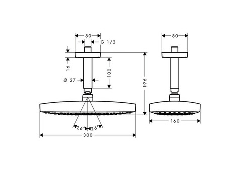 Верхний душ Hansgrohe Raindance Select E 300 27384000