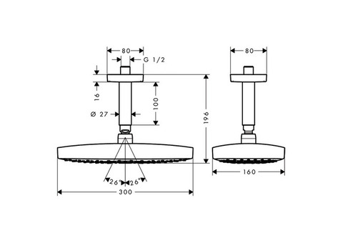 Верхний душ Hansgrohe Raindance Select E 300 27384400