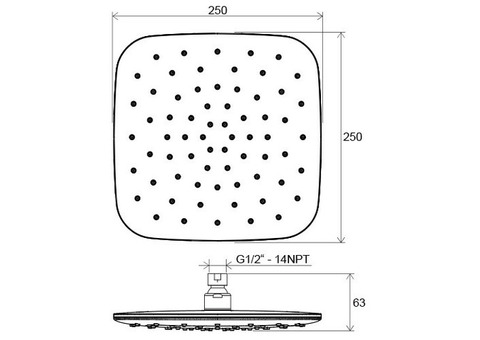Верхний душ Ravak 983.10 250х250 мм