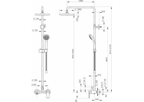 Душевая стойка Bravat Opal F9125183CP-A4-RUS со смесителем