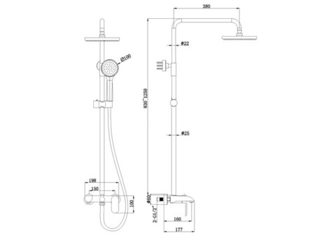 Душевая стойка Bravat Pure F6335369CP-A-RUS со смесителем